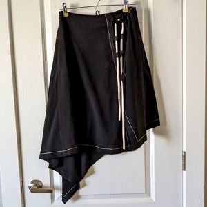 ASHI STUDIO Black Assymetrical Contrast Stitch Skirt with Rope Detail M